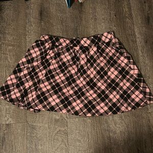 Basic Editions pink plaid skirt
